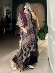 Alluring Multi-Color Zari Weaving Jacquard Festival Wear Kaftan