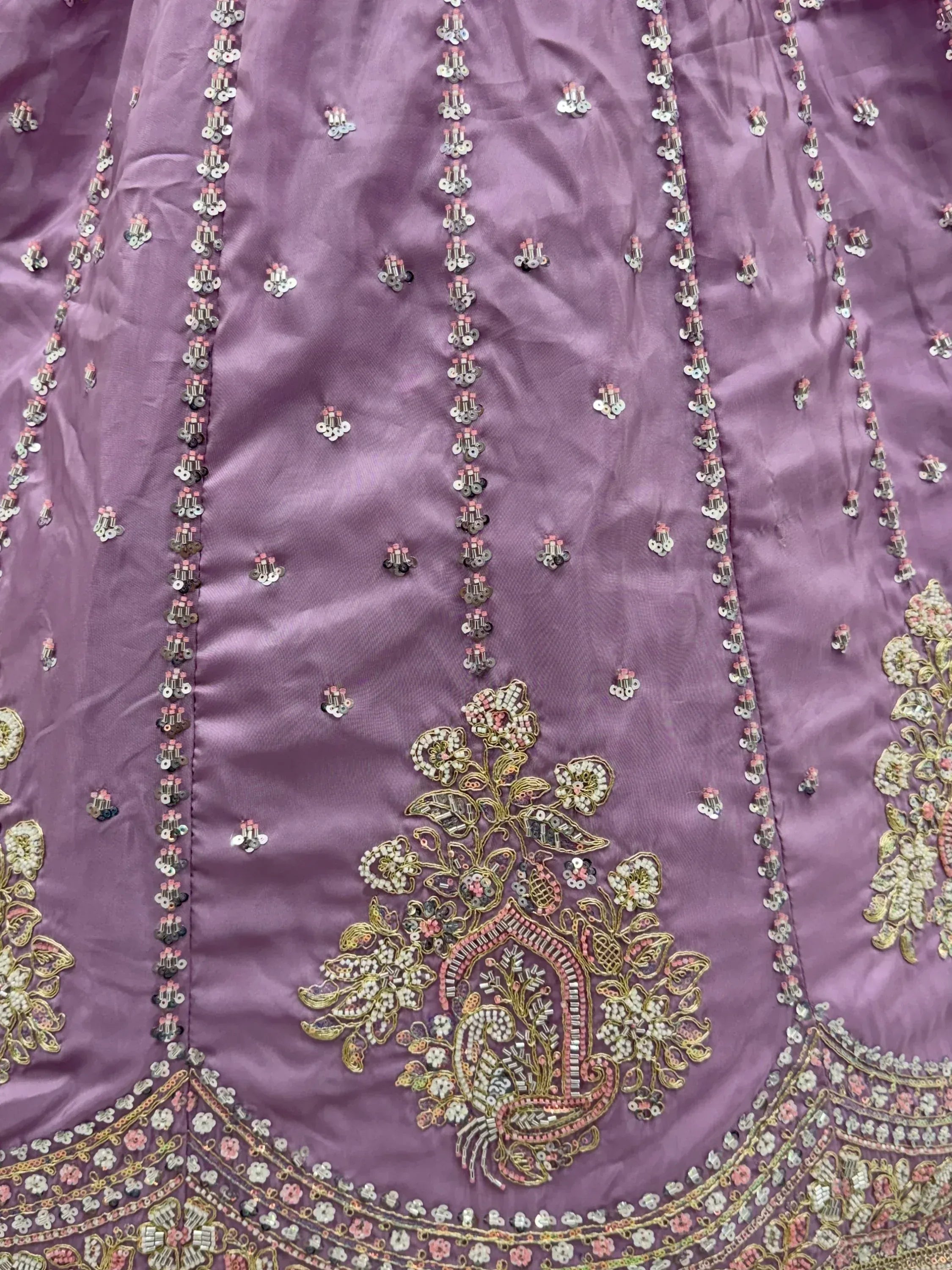 Fantastic Lavender Sequins Silk Reception Wear Lehenga Choli