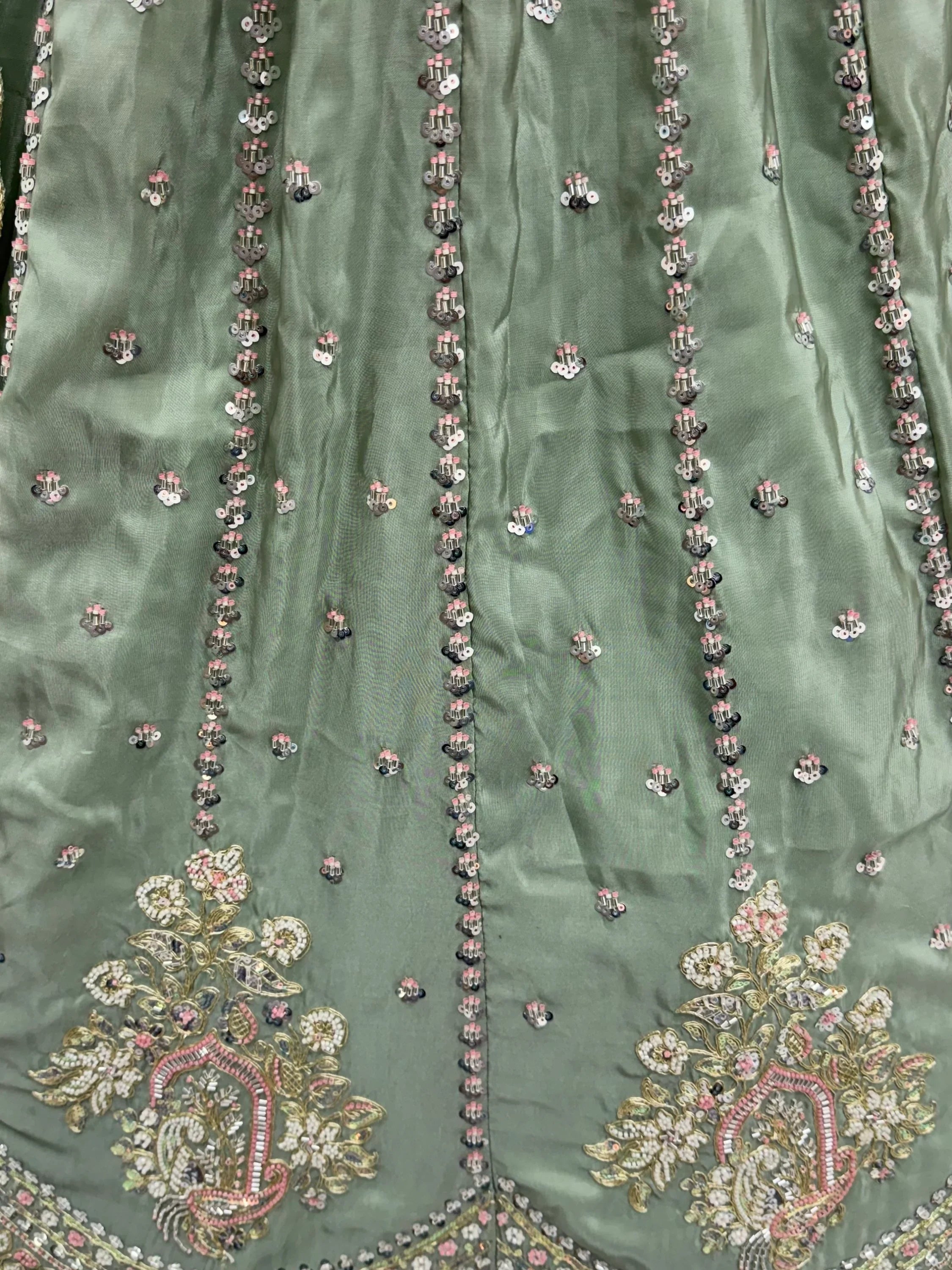 Awesome Green Embroidered Silk Wedding Wear Lehenga With Blouse