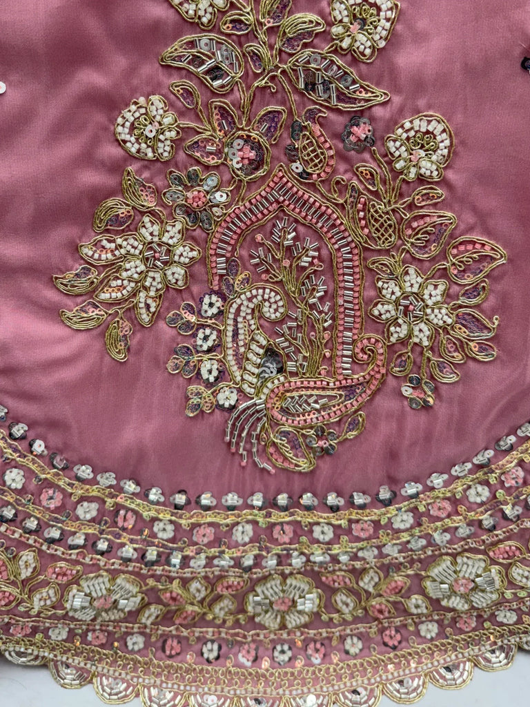 Royal Pink Sequins Silk Sangeet Wear Lehenga Choli With Dupatta