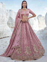 Royal Pink Sequins Silk Sangeet Wear Lehenga Choli With Dupatta
