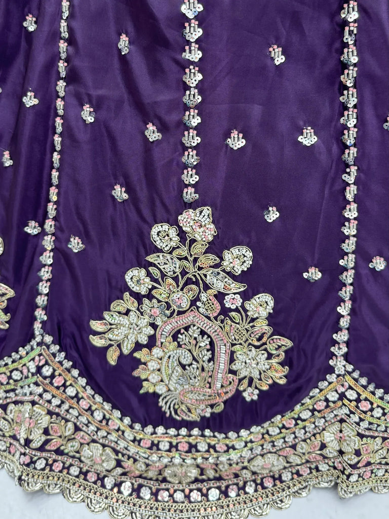 Luxurious Purple Heavy Work Silk Designer Lehenga Choli With Dupatta