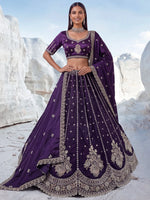 Luxurious Purple Heavy Work Silk Designer Lehenga Choli With Dupatta