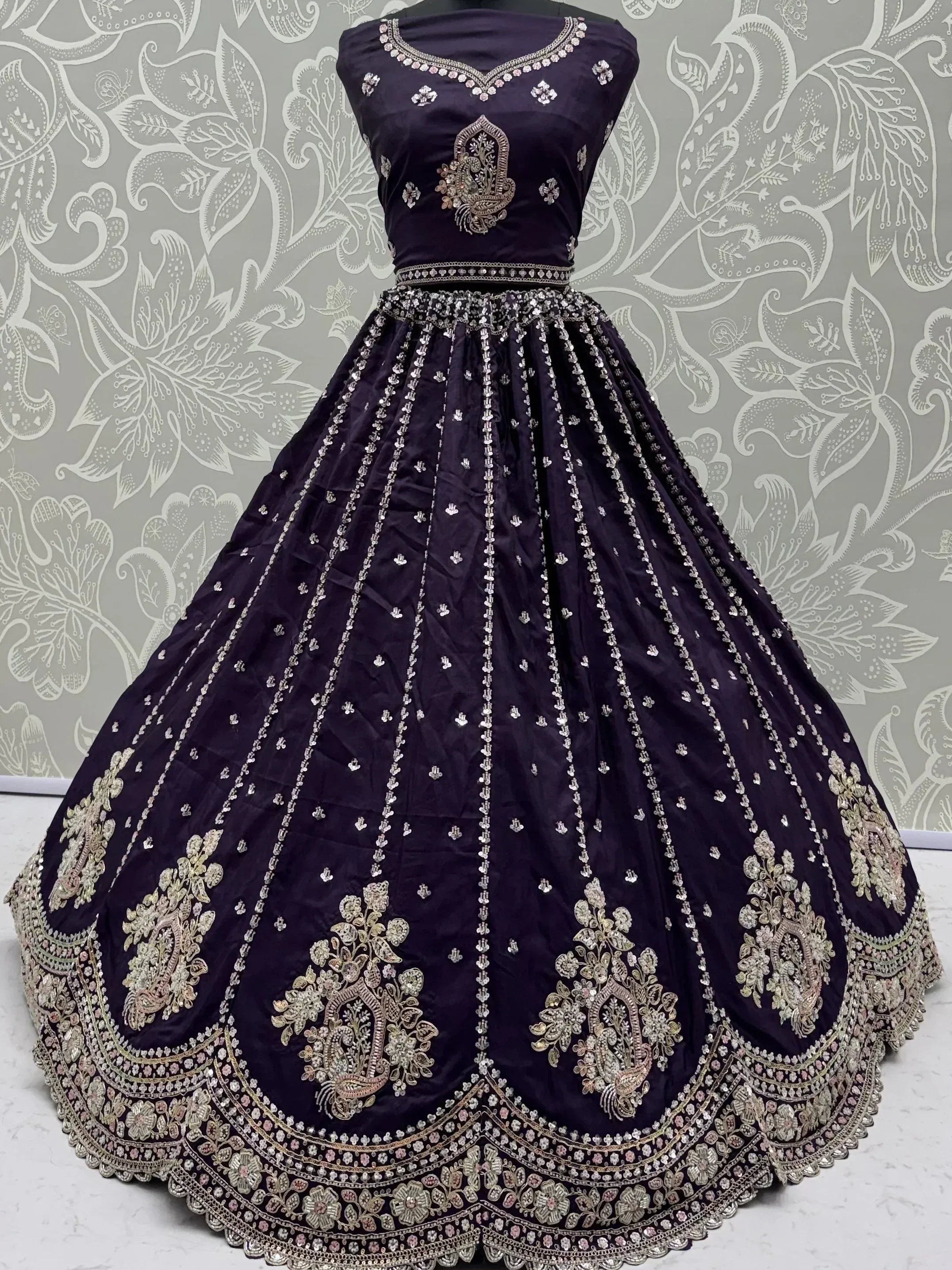 Luxurious Purple Heavy Work Silk Designer Lehenga Choli With Dupatta