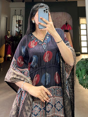 Beautiful Black Zari Weaving Jacquard Festive Wear Kaftan