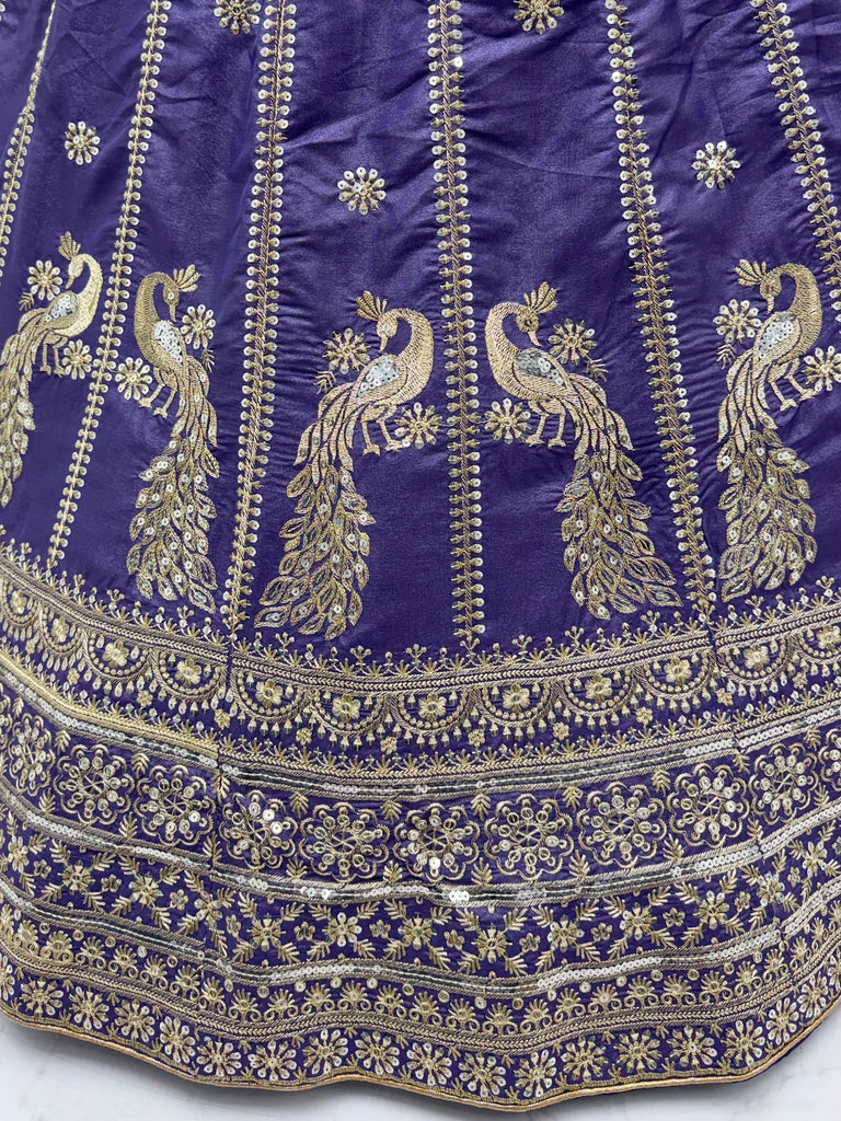 Remarkable Purple Sequins Silk Designer Lehenga Choli With Dupatta