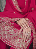 Beautiful Rani Pink Embroidered Georgette Function Wear Palazzo Suit