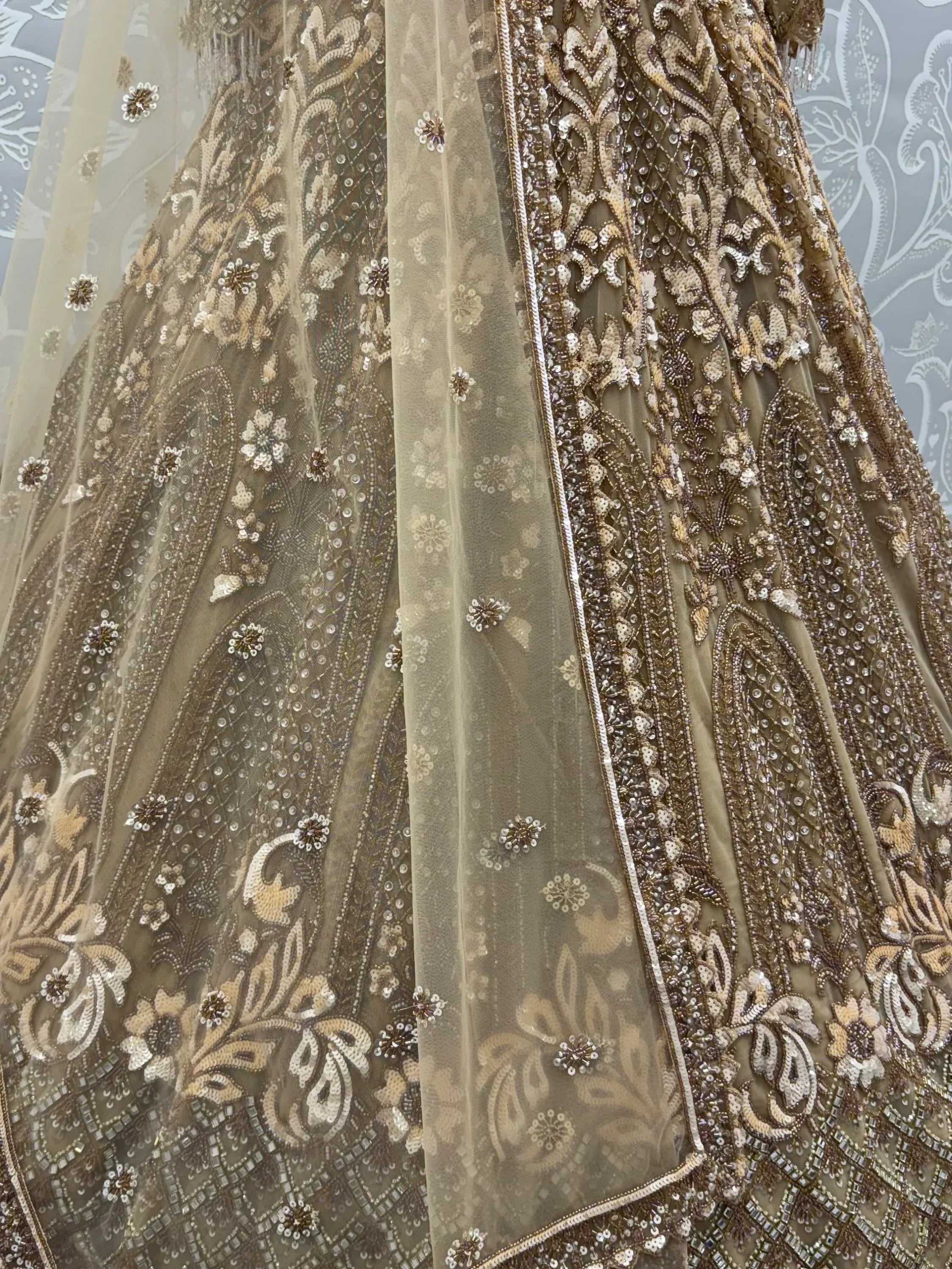 Luxurious Golden Hand Embroidery Net Bridal Lehenga Choli With Dupatta