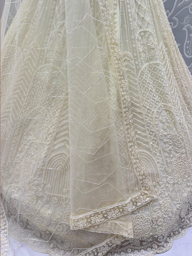 Notable Off-White Sequins Net Traditional Lehenga With Blouse
