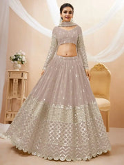 Magnetic Grey Zari Work Georgette Reception Wear Lehenga Choli