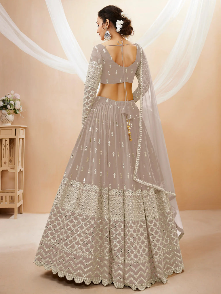 Magnetic Grey Zari Work Georgette Reception Wear Lehenga Choli