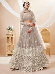 Magnetic Grey Zari Work Georgette Reception Wear Lehenga Choli