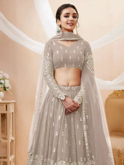 Magnetic Grey Zari Work Georgette Reception Wear Lehenga Choli