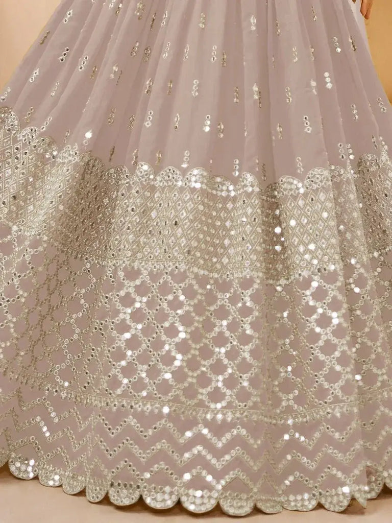 Magnetic Grey Zari Work Georgette Reception Wear Lehenga Choli