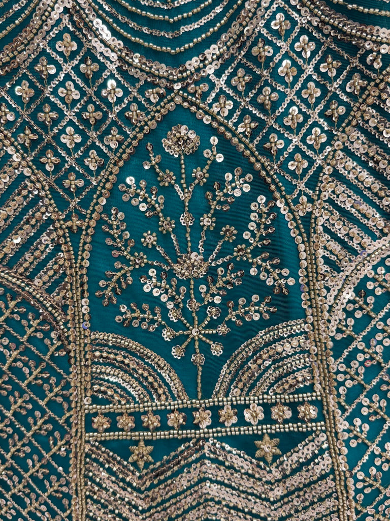 Royal Teal Blue Net Reception Wear Lehenga Choli With Dupatta