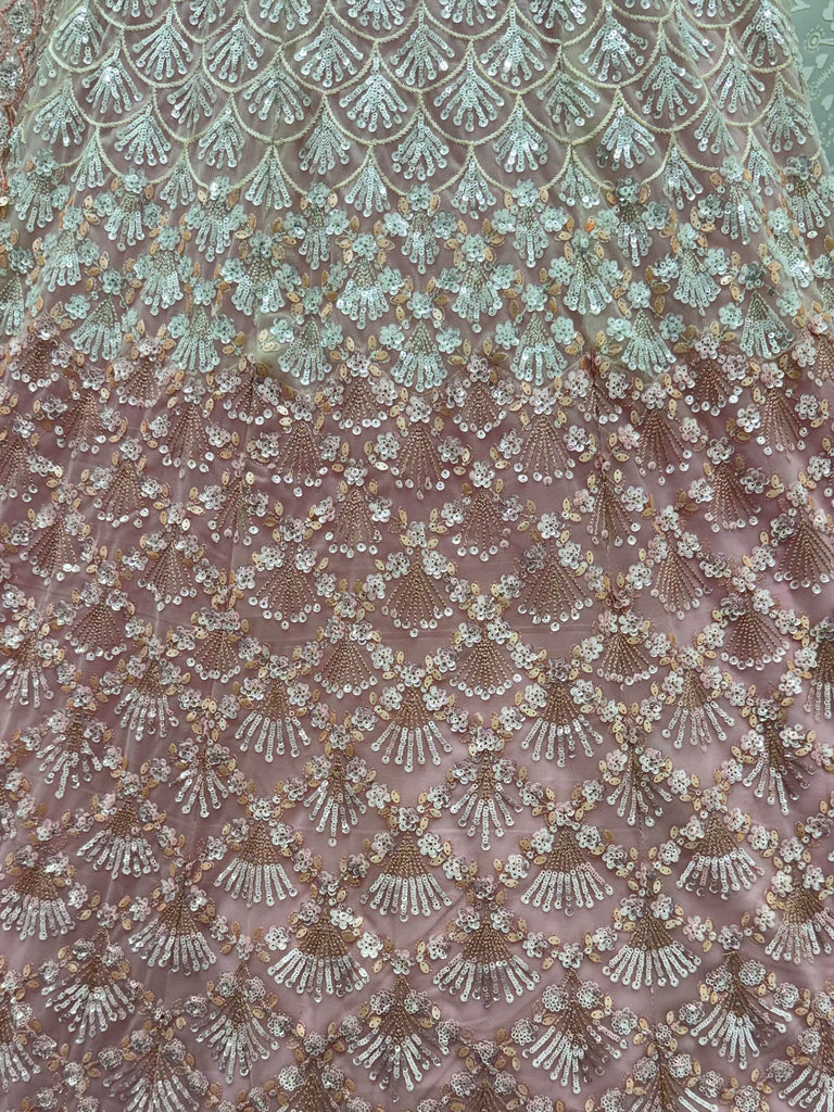 Sparkling Light Pink Sequins Net Sangeet Wear Lehenga Choli With Dupatta