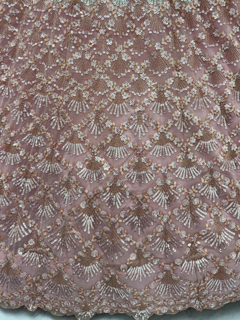 Sparkling Light Pink Sequins Net Sangeet Wear Lehenga Choli With Dupatta