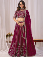 Phenomenal Maroon Sequins Georgette Wedding Wear Lehenga With Blouse