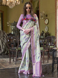 Majestic Lavender Printed Banarasi Silk Event Wear Saree With Blouse