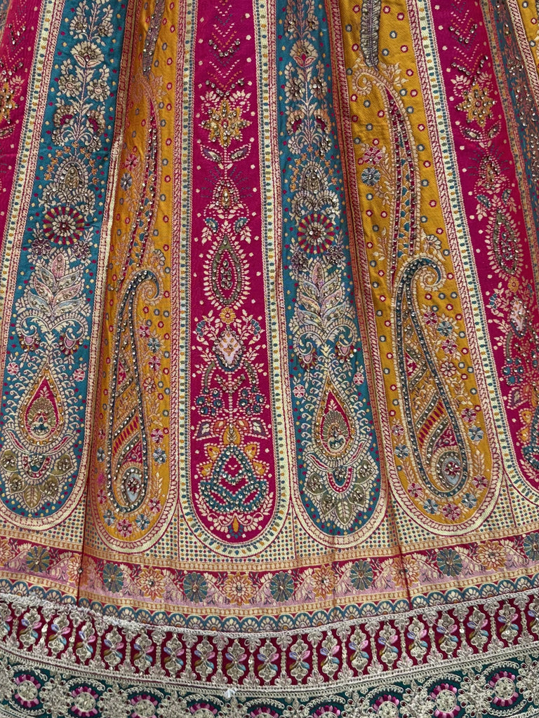 Grand Multicolor Zari Work Banarasi Reception Wear Lehenga Choli