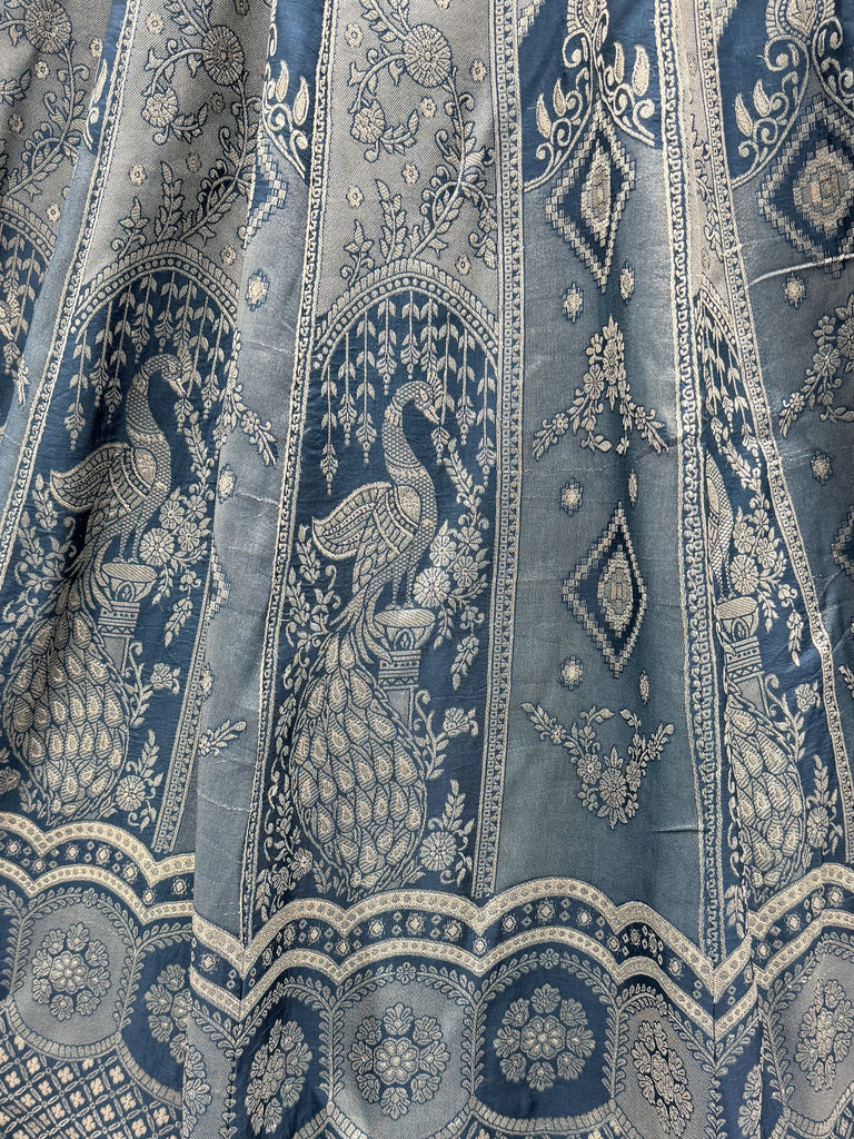Awesome Grey Zari Weaving Banarasi Silk Designer Lehenga Choli