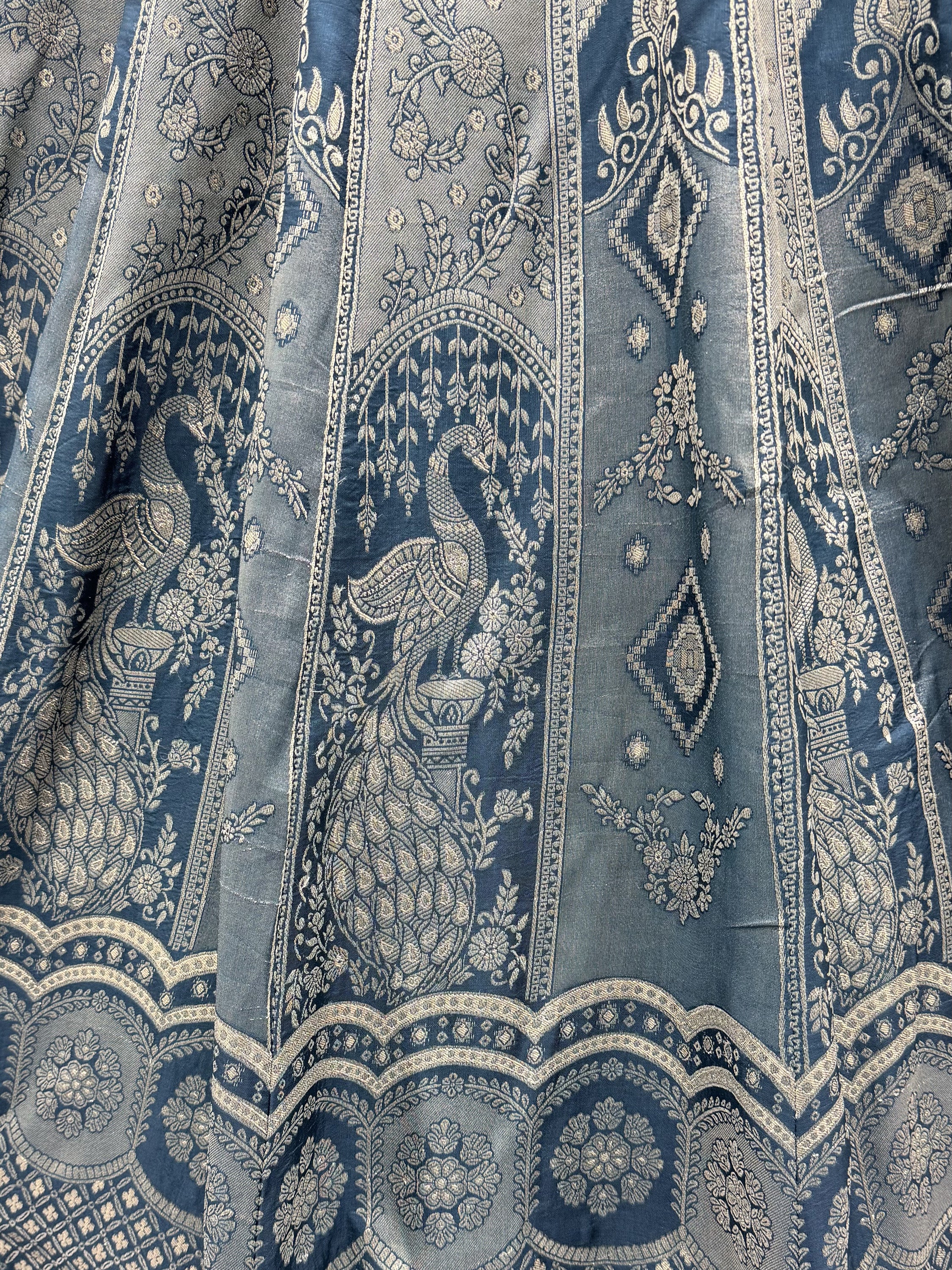Awesome Grey Zari Weaving Banarasi Silk Designer Lehenga Choli
