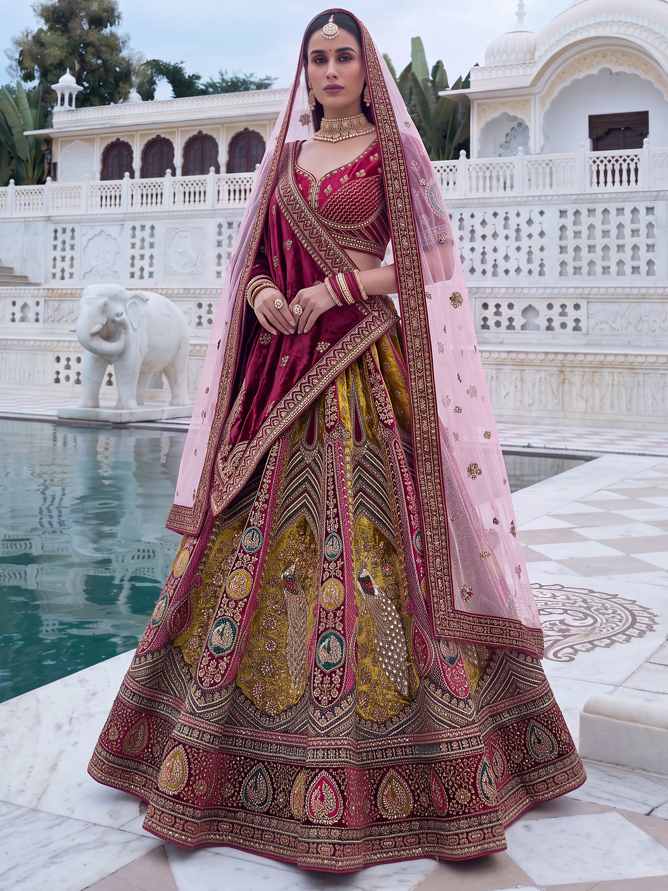 Luxurious Multicolor Dori Work Bridal Lehenga Choli With Double Dupatta