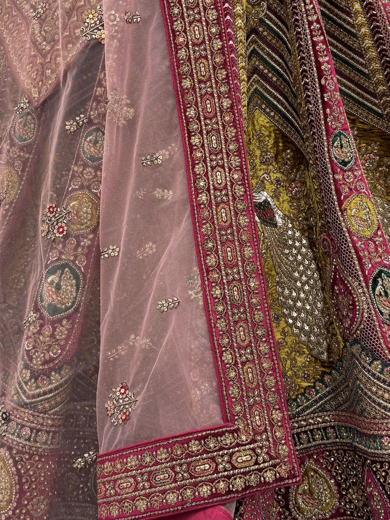 Luxurious Multicolor Dori Work Bridal Lehenga Choli With Double Dupatta