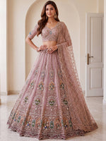 Lovable Pink Hand Work Net Engagement Wear Lehenga Choli With Dupatta