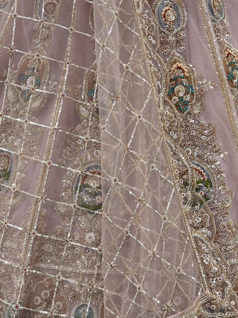 Lovable Pink Hand Work Net Engagement Wear Lehenga Choli With Dupatta