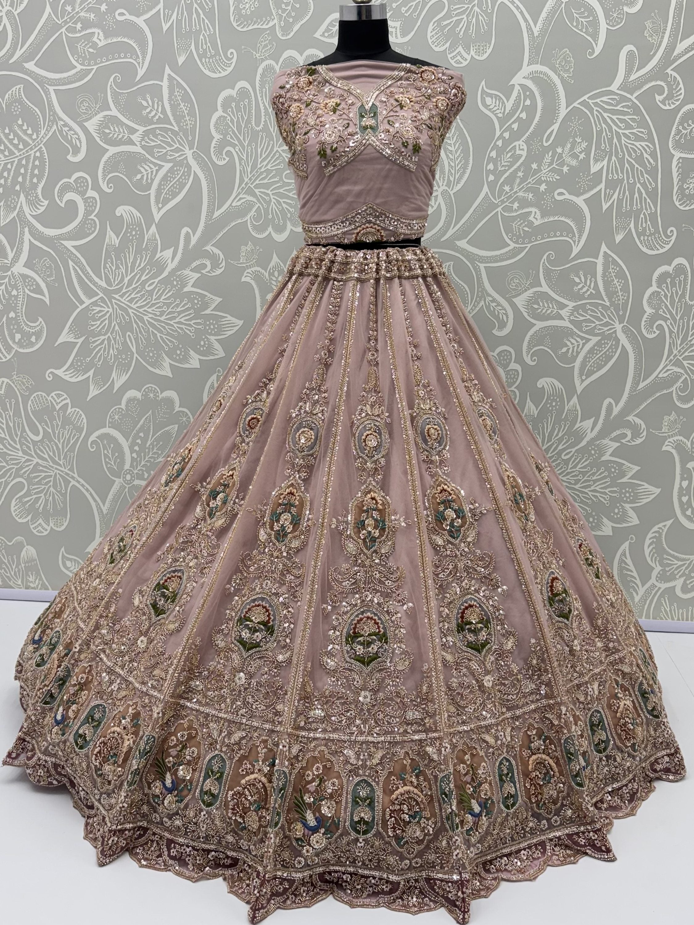 Lovable Pink Hand Work Net Engagement Wear Lehenga Choli With Dupatta