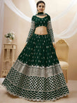 Great Blue Embroidered Georgette Reception Wear Plus Size Lehenga Choli