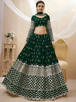 Capricious Dark Green Sequins Work Georgette Lehenga Choli