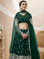 Great Blue Embroidered Georgette Reception Wear Plus Size Lehenga Choli