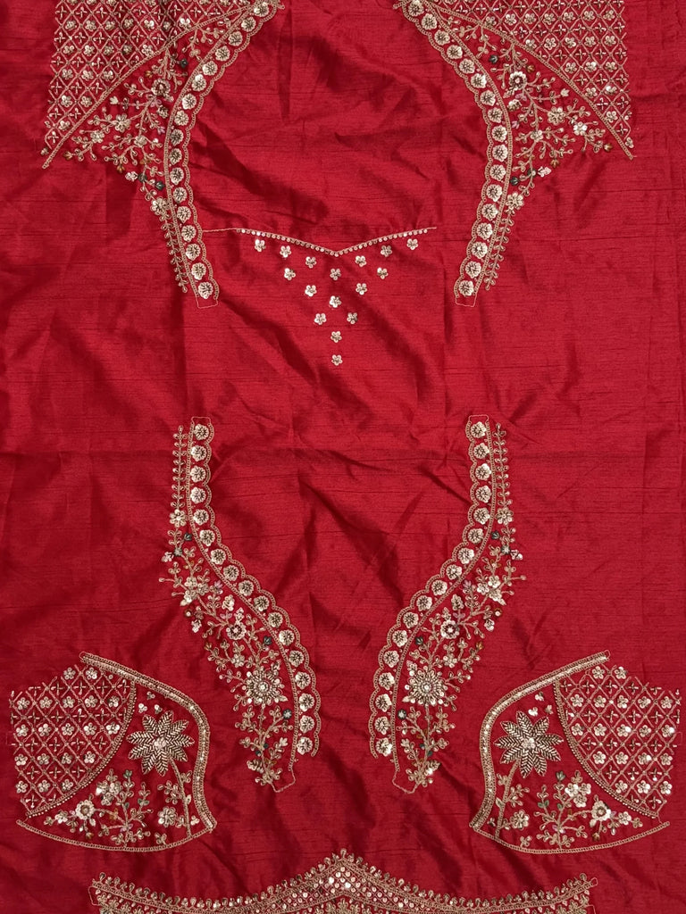 Luxurious Red Hand Embroidered Bridal Lehenga Choli With Double Dupatta