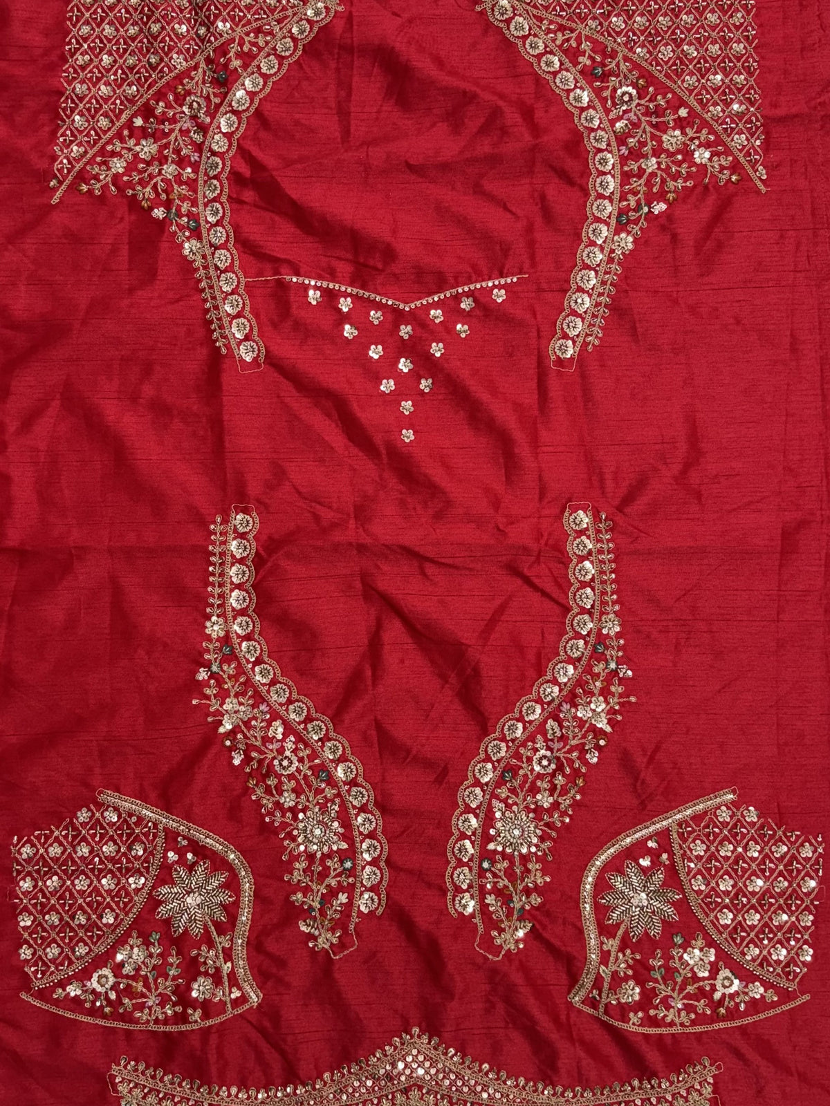 Luxurious Red Hand Embroidered Bridal Lehenga Choli With Double Dupatta