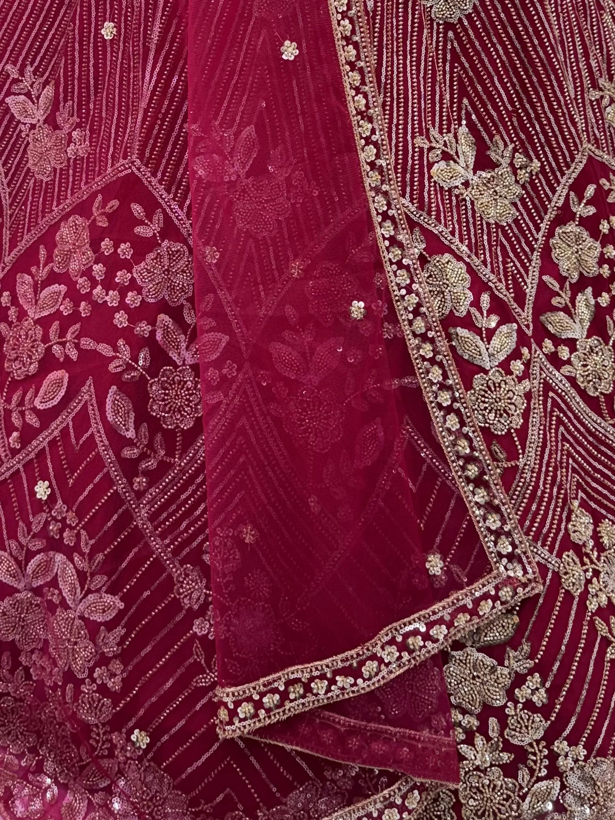 Captivating Rani Pink Thread Work Net Engagement Wear Lehenga Choli