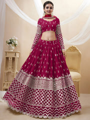 Classic Pink Embroidered Georgette Bridesmaid Plus Size Lehenga Choli