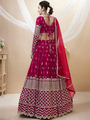 Classic Pink Embroidered Georgette Bridesmaid Plus Size Lehenga Choli