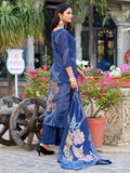 Incredible Navy Blue Floral Printed Silk Traditional Palazzo Suit
