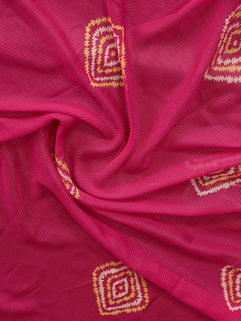 Delicate Pink Shibori Printed Chiffon Saree With Blouse