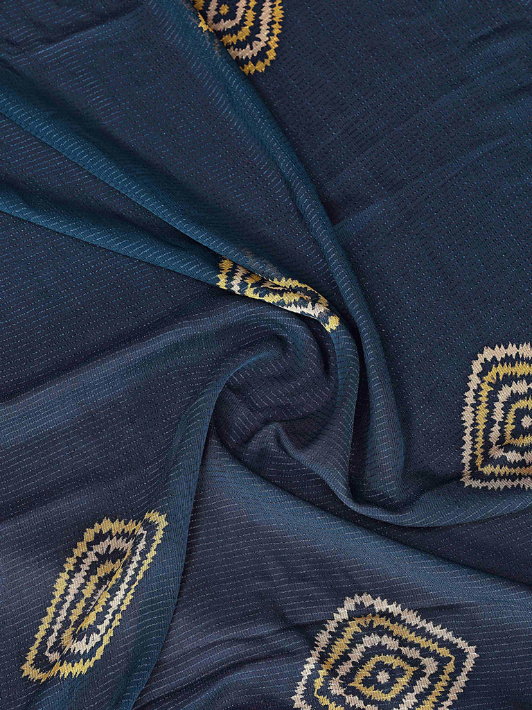 Dazzling Navy Blue Chiffon Casual Wear Saree With Blouse