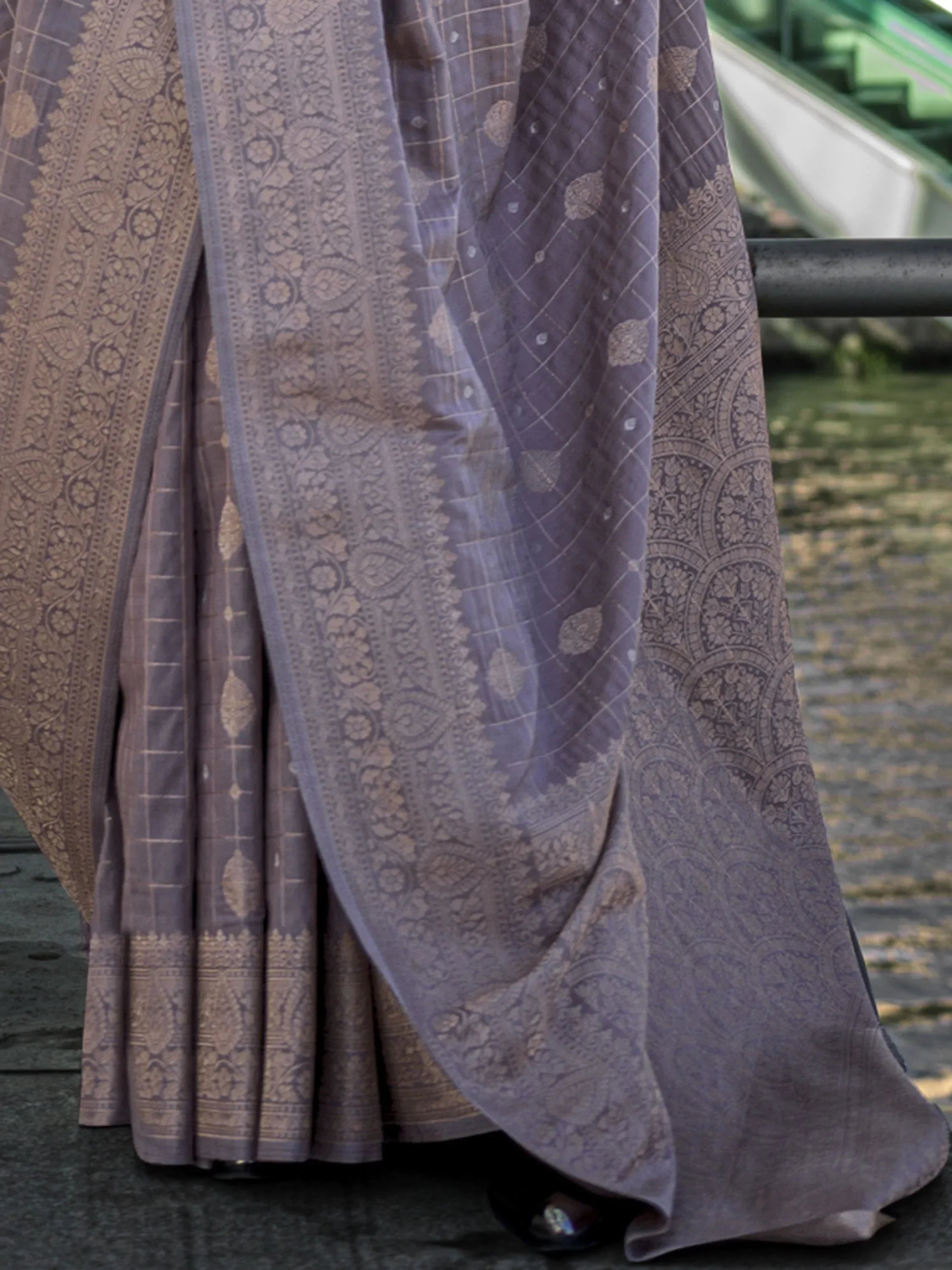 Lovely Lavender Weaving Silk Festival Wear Saree With Blouse