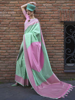 Alluring Light Green Handloom Weaving Function Wear Saree With Blouse