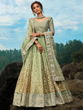 Green Zari Worked Soft Net Wedding Wear Lehenga Choli