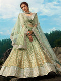 Green Zari Worked Soft Net Wedding Wear Lehenga Choli