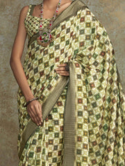 Attractive Multi-Color Digital Printed Silk Traditional Saree With Blouse