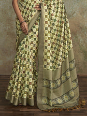 Attractive Multi-Color Digital Printed Silk Traditional Saree With Blouse