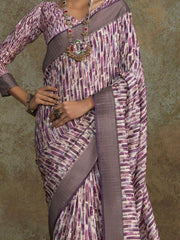 Enchanting Multi-Color Digital Printed Silk Event Wear Saree With Blouse
