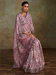 Enchanting Multi-Color Digital Printed Silk Event Wear Saree With Blouse